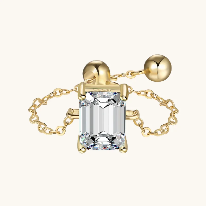 minimal diamond bar necklace Gold Adjustable Chain Ring