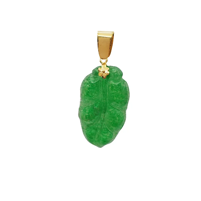 black onyx men’s signet ring Green Jade Leaf Pendant (14K)