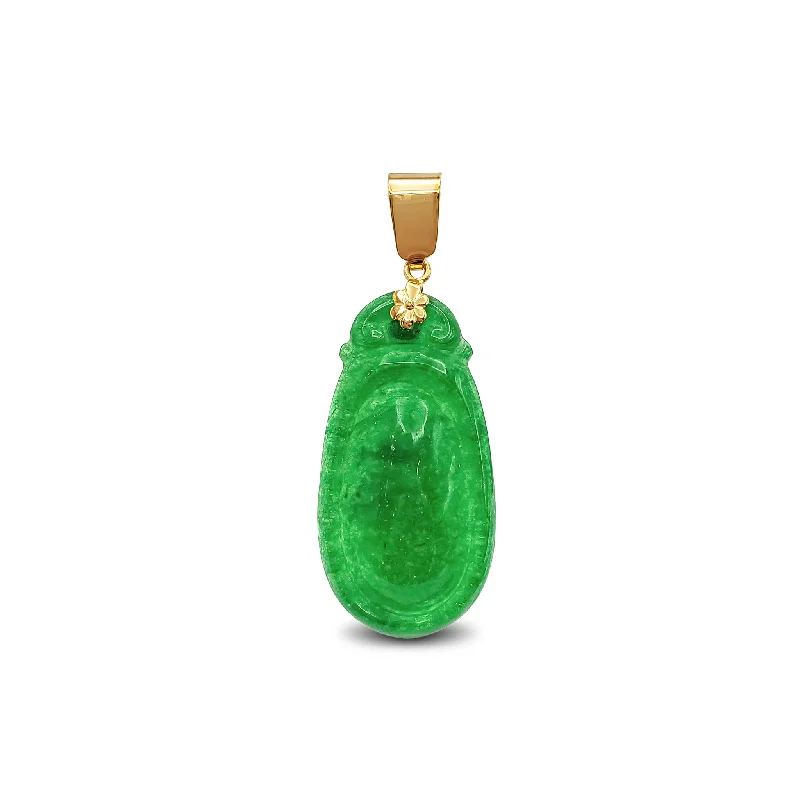 celestial lunar eclipse pendant Green Jade Oval Pendant (14K)
