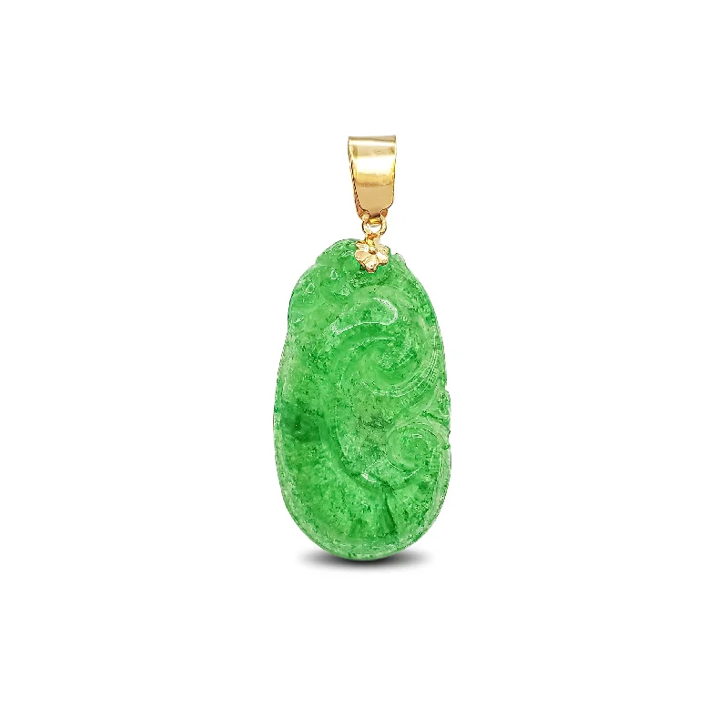 hammered gold signet ring Green Jade Ruyi Scepter Pendant (14K)