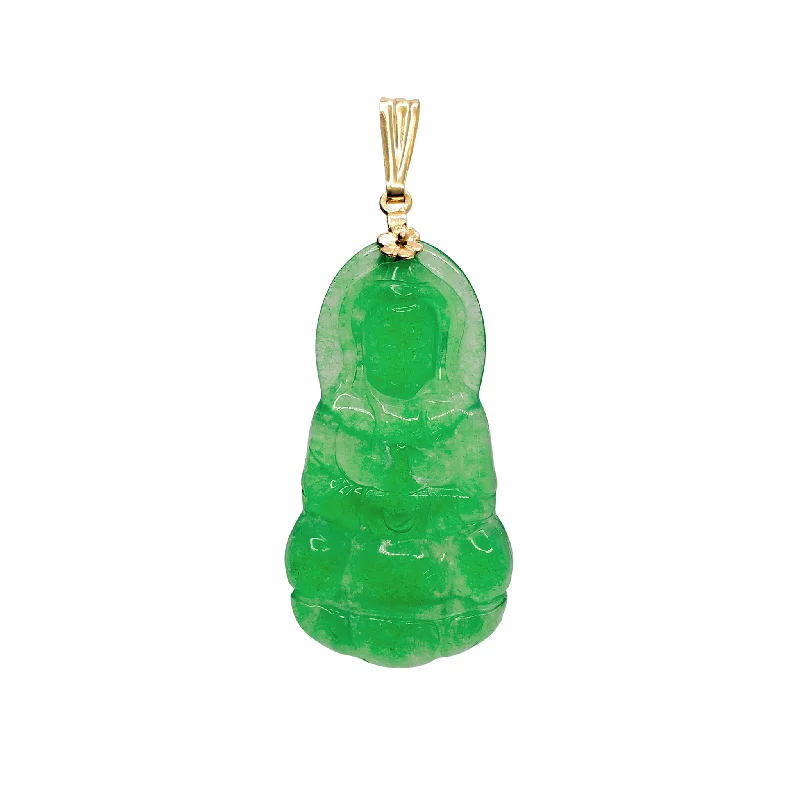 men’s tungsten carbide ring Guan Yin Goddess of Mercy Jade Pendant (14K)