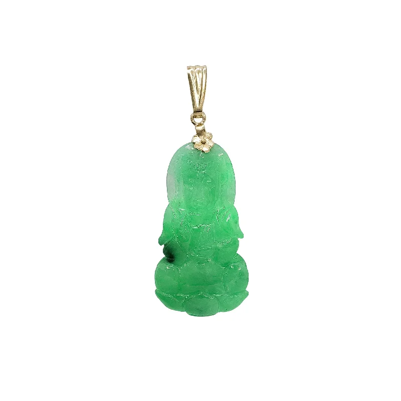vintage-inspired pearl brooch Guan Yin Goddess of Mercy Jade Pendant (14K)