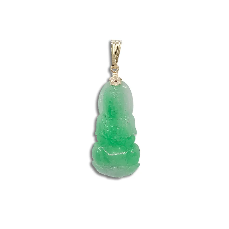 natural amethyst necklace Guan Yin Jade Pendant (14K)