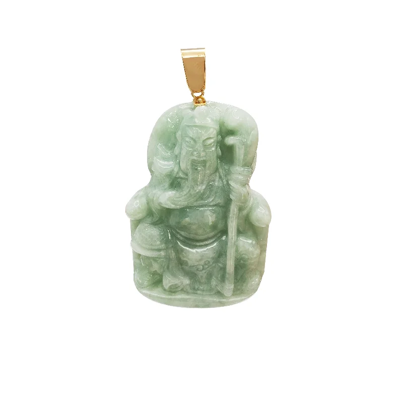 handmade copper wire ring Jade Guan Yu Pendant (14K)