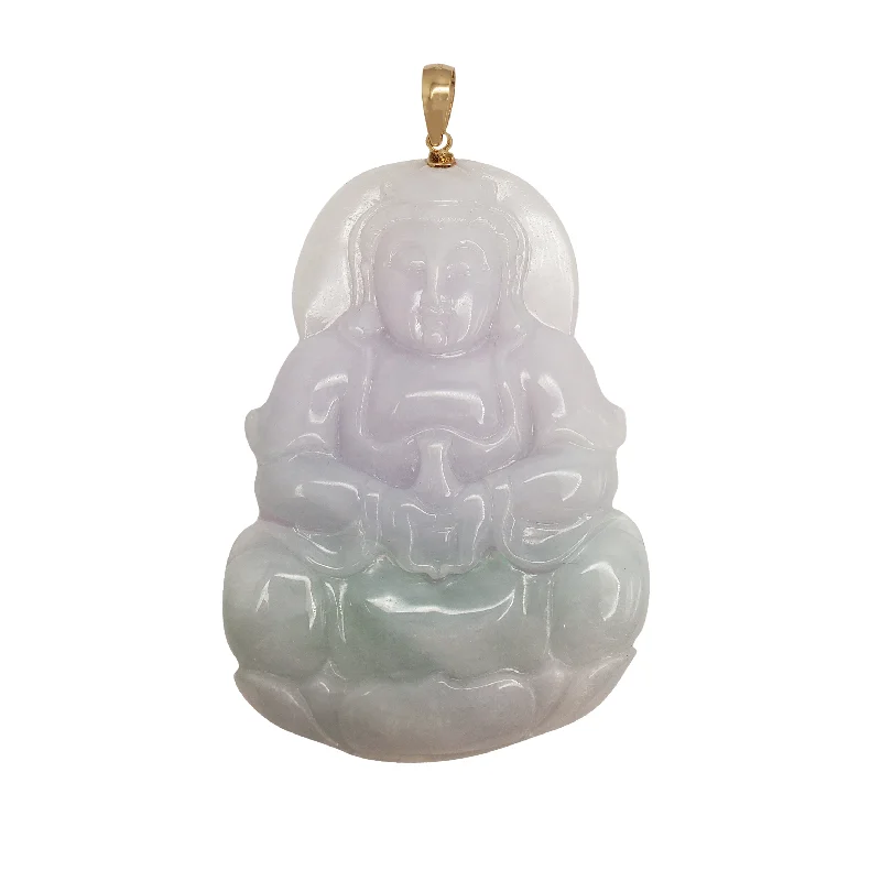 adjustable charm necklace Guanyin Jade Pendant (14K)