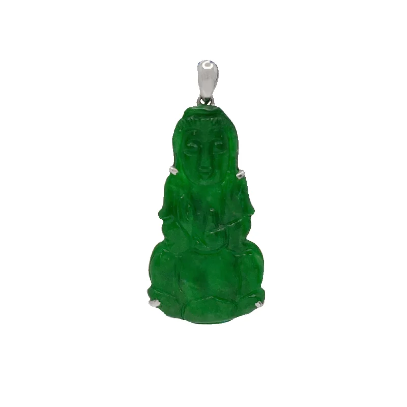 celestial sunburst ring gold Dark Green Jade Guanyin Pendant (18K)