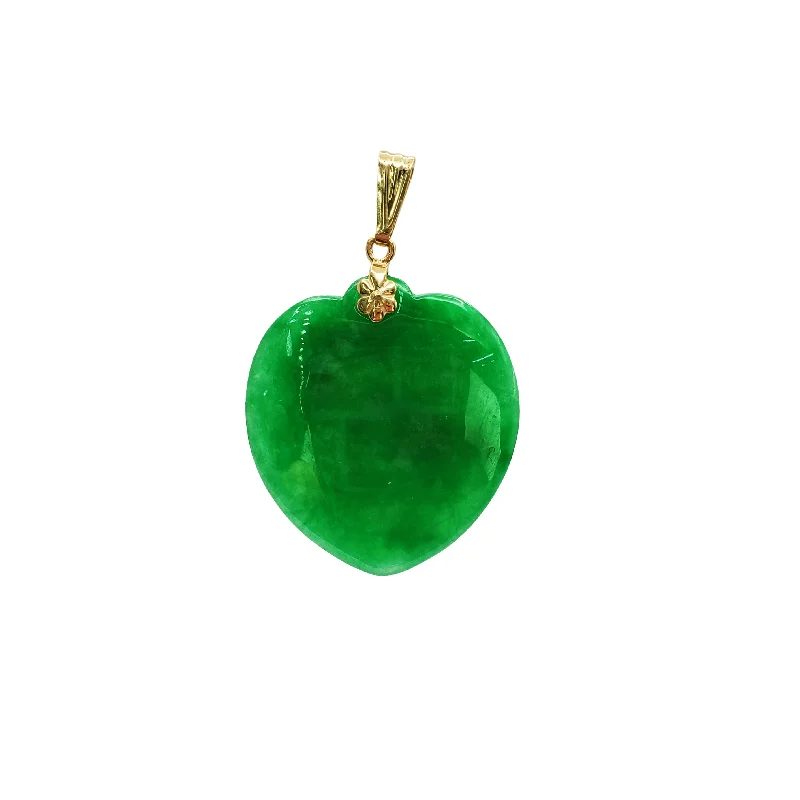 men’s engraved cuff bracelet Heart Jade Pendant (14K)