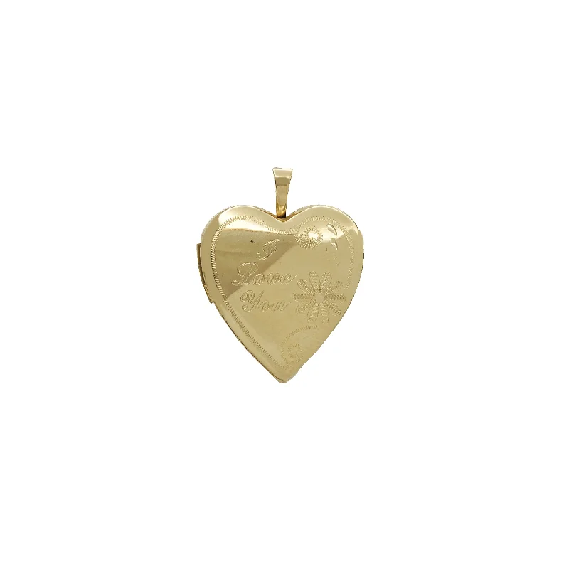 large statement turquoise ring Heart Lock "I Love You" Pendant (14K)