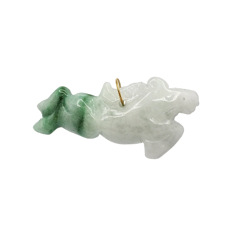 tiny gold huggie hoops Horse Zodiac Sign Jade Pendant (14K)
