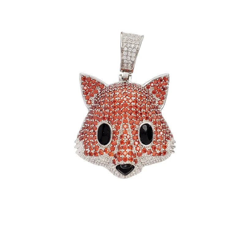 vintage art deco bracelet Iced-Out Fox Head Pendant (Silver)