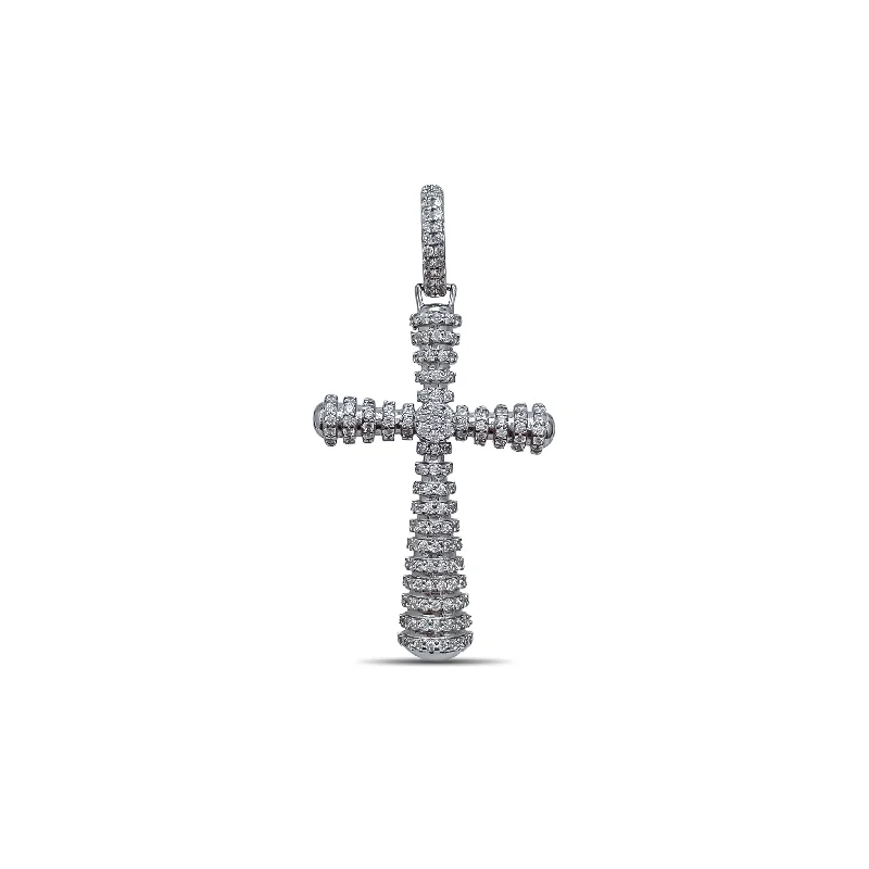 vintage art deco sapphire ring Iced-Out Iced-Link Cross Pendant (Silver)