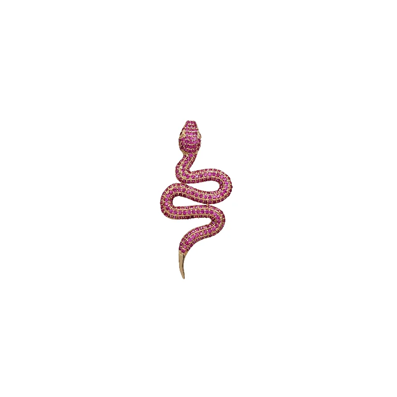 natural jade ring Iced-Out Snake CZ Slide Pendant (14K)