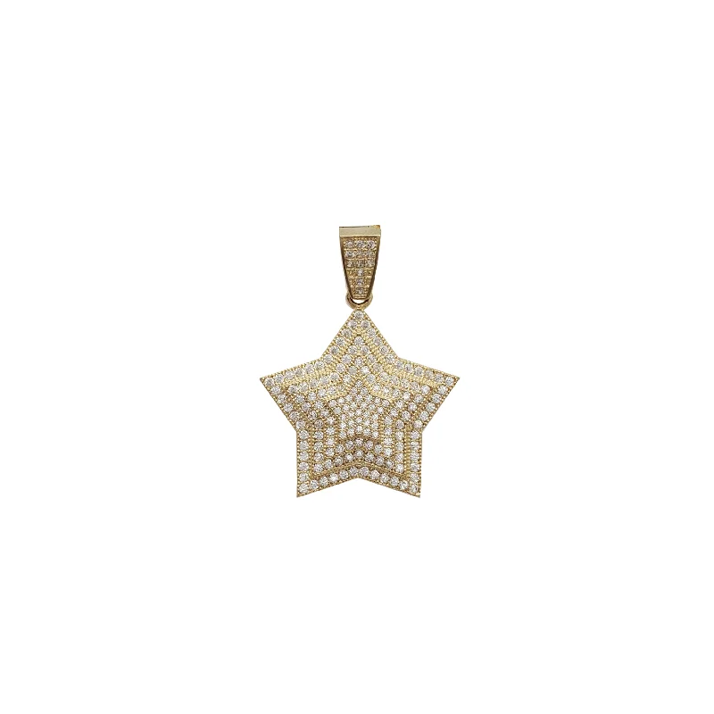 thin gold wedding band women Iced-Out Star David Pendant (10K)