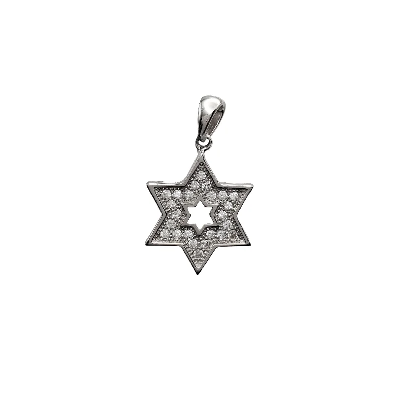 personalized gemstone pendant necklace Iced-Out Star David Pendant (Silver)