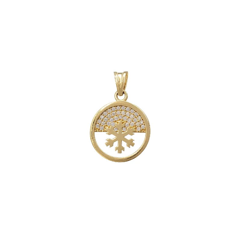cubic zirconia eternity necklace Icy Round Snowflake Pendant (14K)