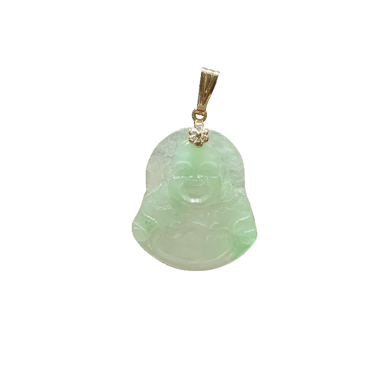 chunky gold chain necklace Jade Buddha Pendant (14K)