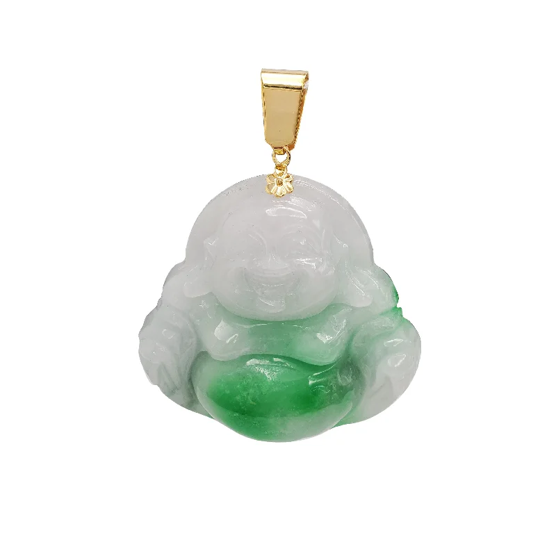 unique silver branch ring Jade Laughing Buddha Pendant (14K)