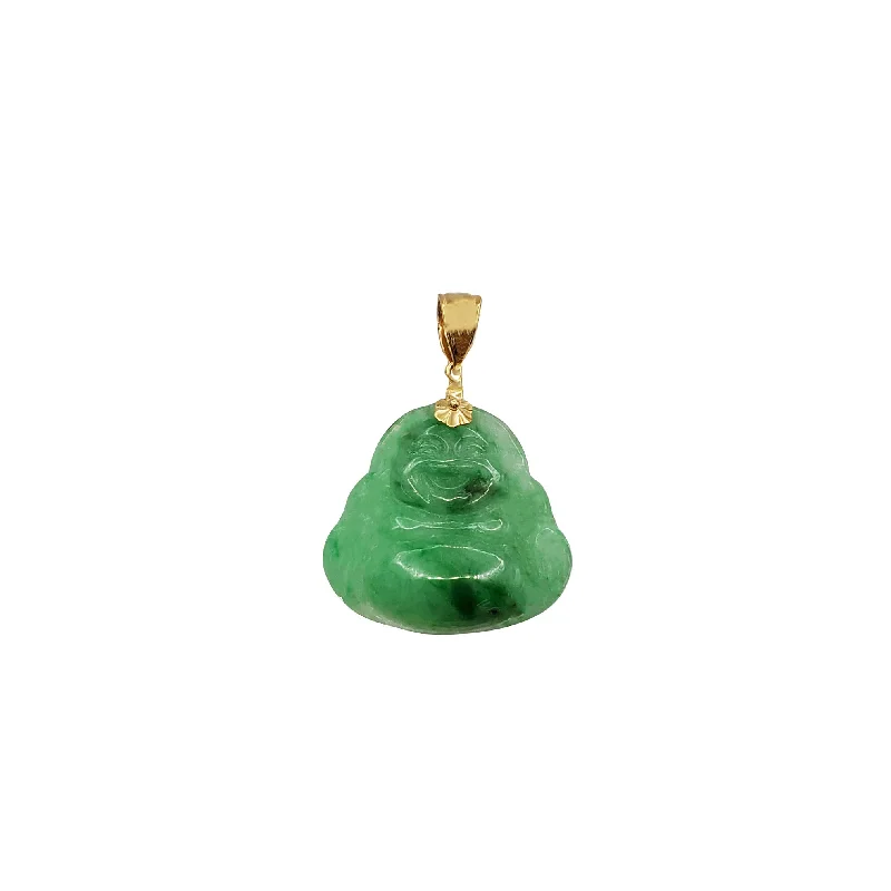 handmade silk thread earrings Jade Buddha Pendant (14K)