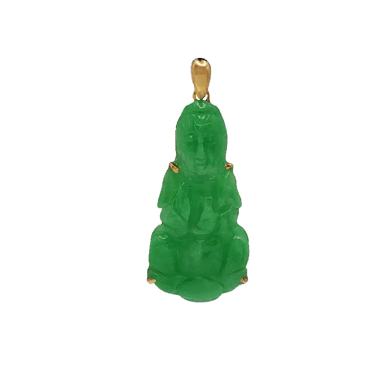 cubic zirconia stud earrings classic Green Jade Guanyin Pendant (18K)