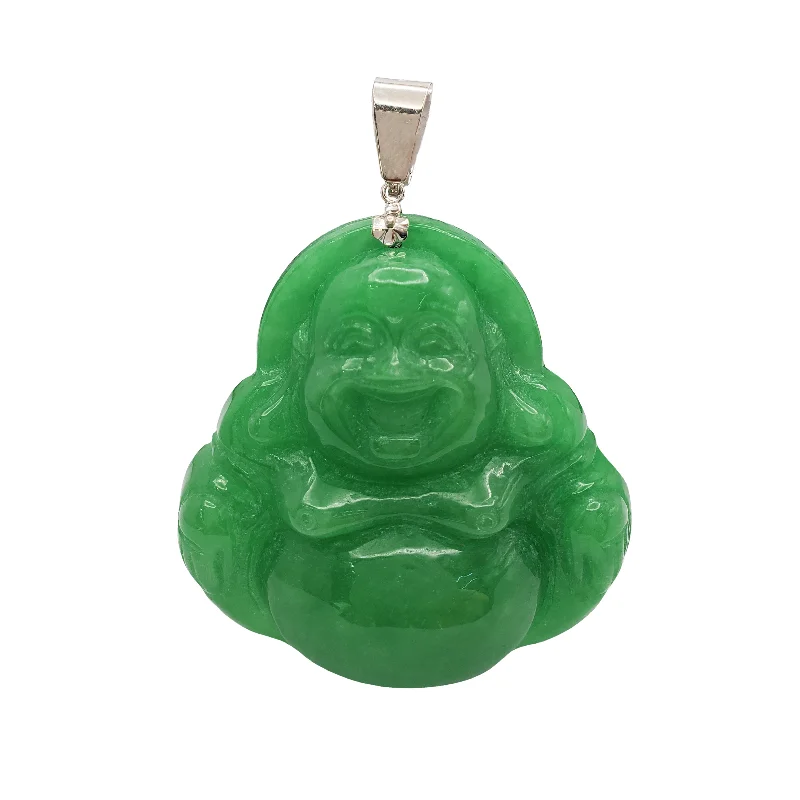 solid gold disc charm bracelet Jade Laughing Buddha Pendant (14K)