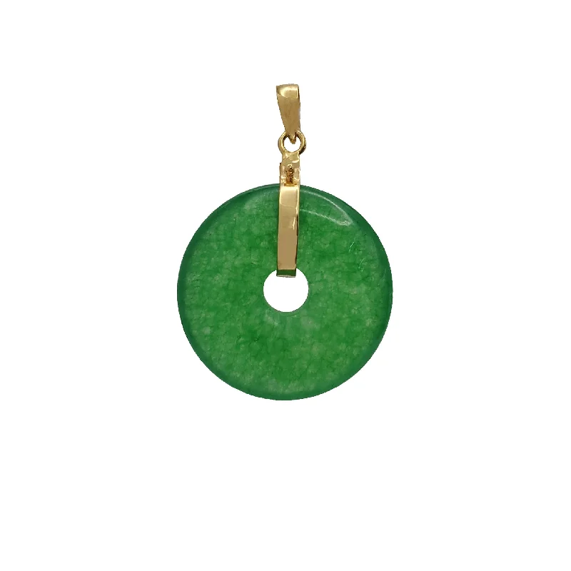 statement gemstone necklace handmade Jade Pi Disc Pendant (14K)