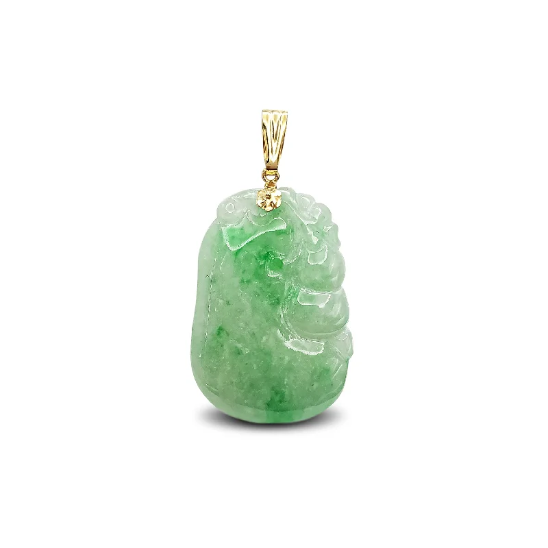 simple snake chain necklace Jade Ruyi Scepter Pendant (14K)