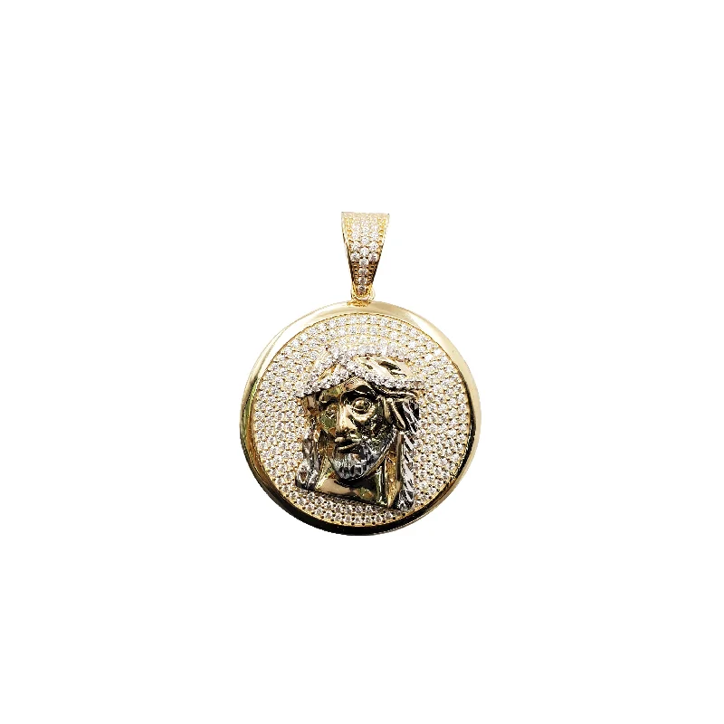 boho gemstone anklet Jesus Face Pendant (14K)