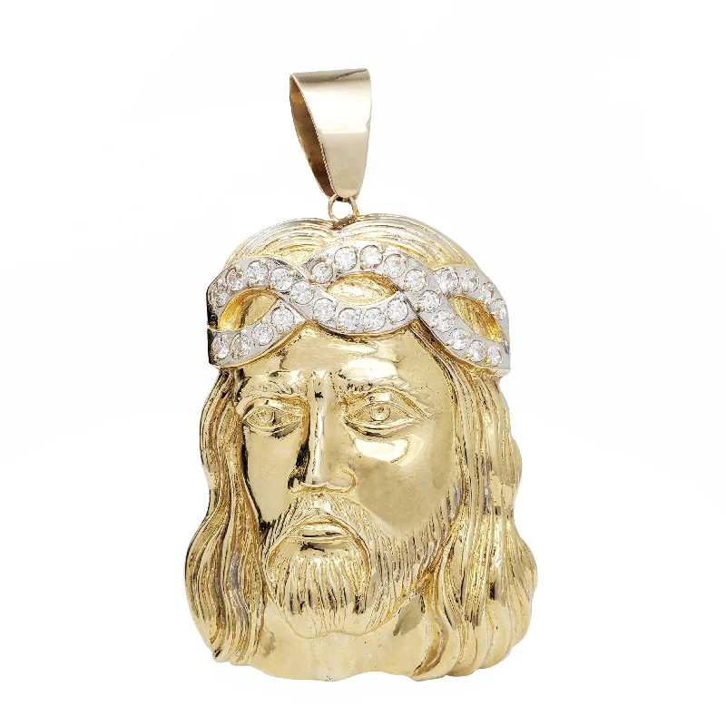 heart pendant necklace gold Jesus Head Open-Back Pendant (10K)