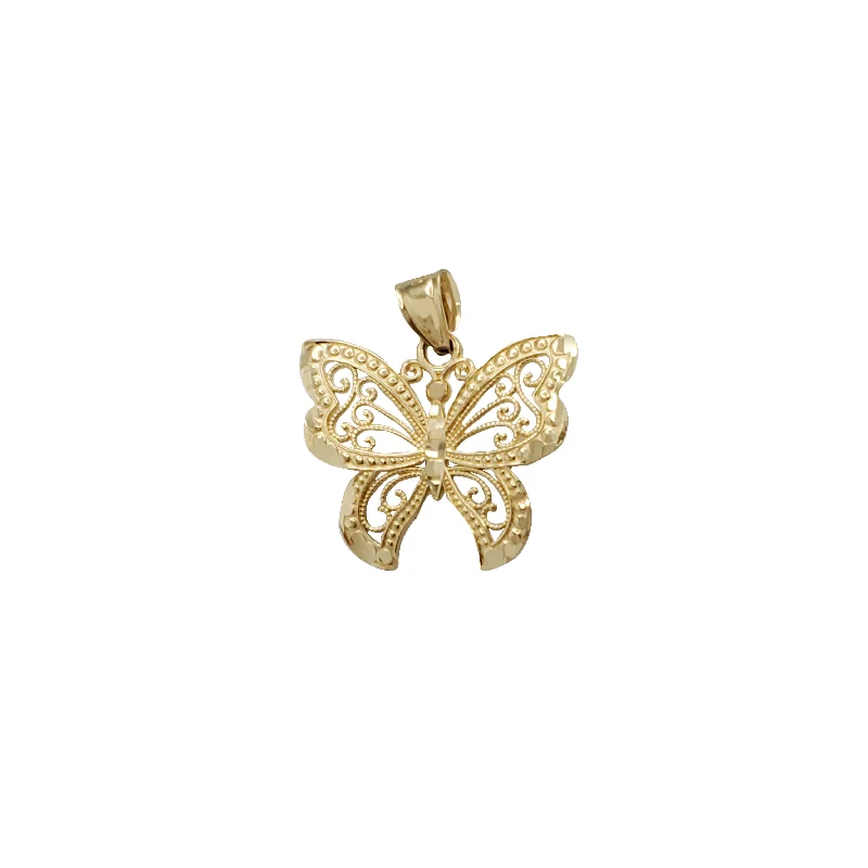 simple engraved wedding ring Lacy Butterfly Pendant (14K)