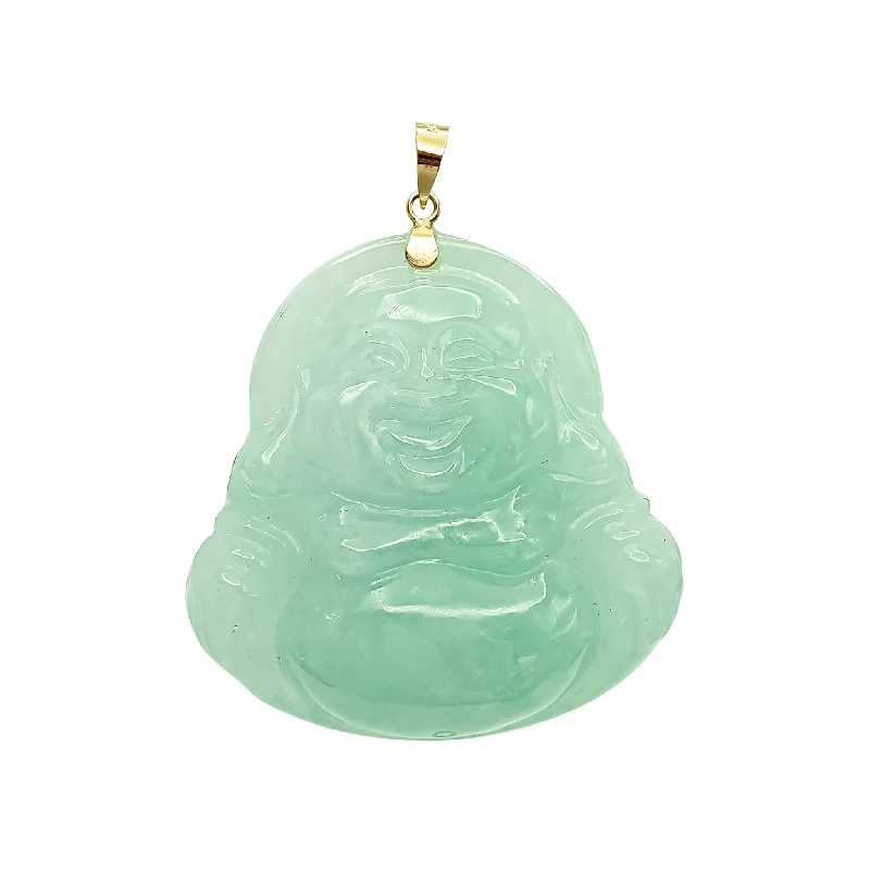 dainty gemstone drop earrings Laughing Buddha Jade Pendant (14K)