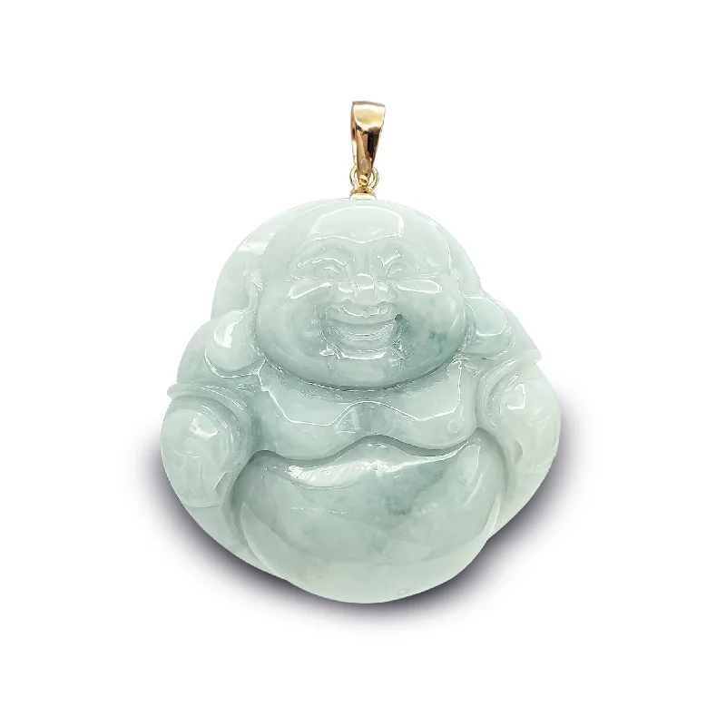 geometric diamond earrings gold Laughing Buddha Jade Pendant (14K)