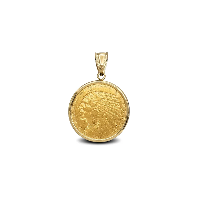 gold-plated figaro chain Liberty Five Dollar Gold Coin Pendant (24K/14K)
