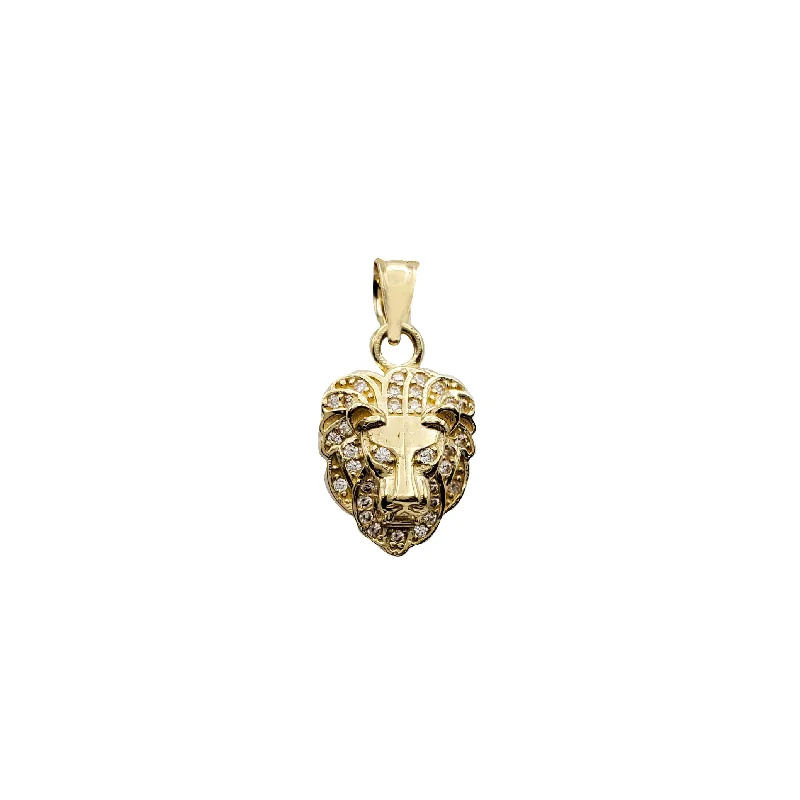 genuine ruby ring women Iced-Out Lion Head Pendant (10K)