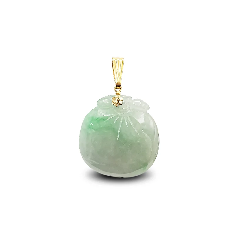 handmade antique silver bangle [柿]  Jade Persimmon Fruit Pendant (14K)