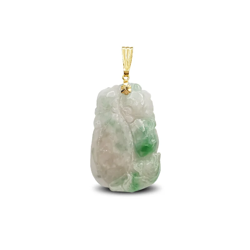 real peridot charm bracelet Marbled Jade Ruyi Scepter Fish Pendant (14K)