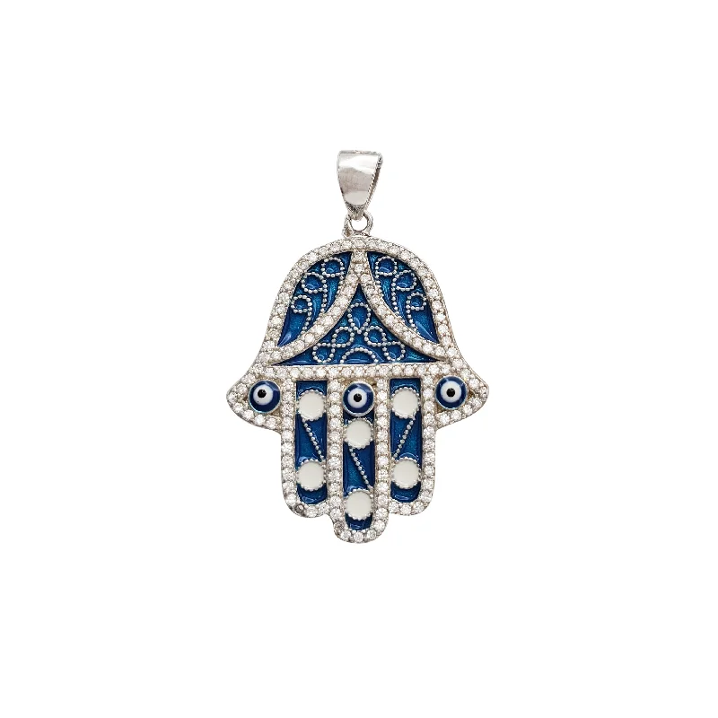 vintage-style filigree bracelet Hamsa Pendant (Silver)
