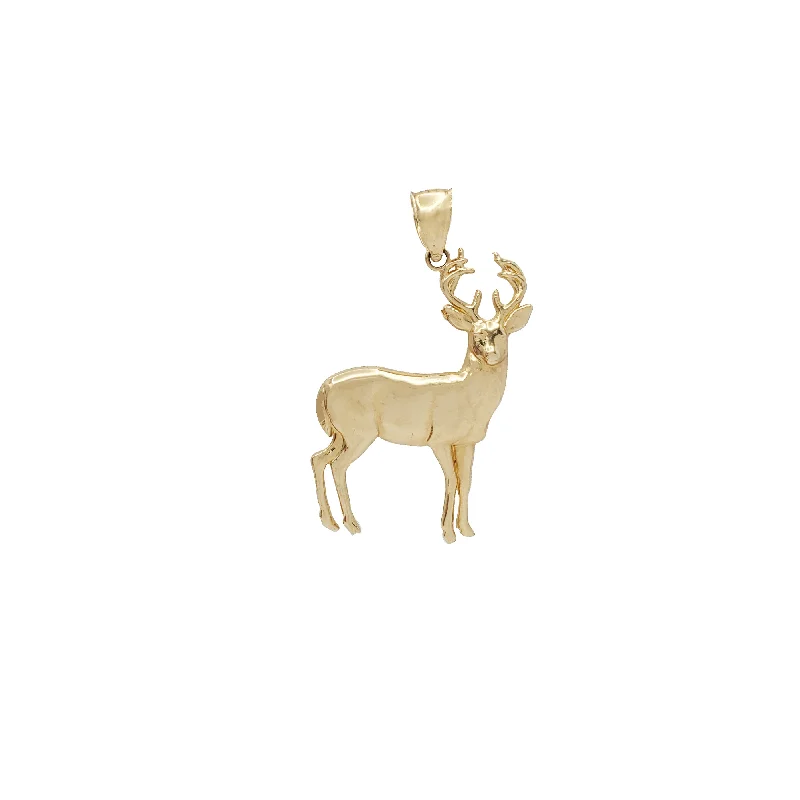 handmade braided leather necklace Plain Deer Pendant (14K)