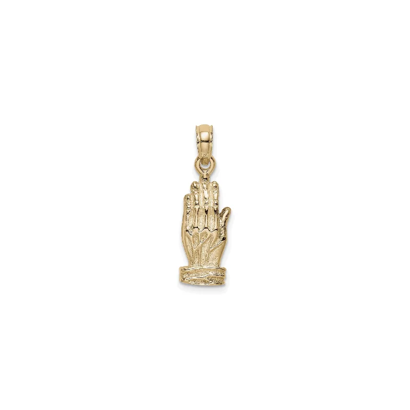 gold moonstone cocktail ring Praying Hands 3D Pendant (14K)