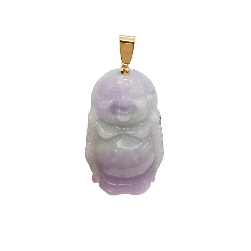 bold gothic vampire ring Purple-Green Jade Laughing Buddha Pendant (14K)