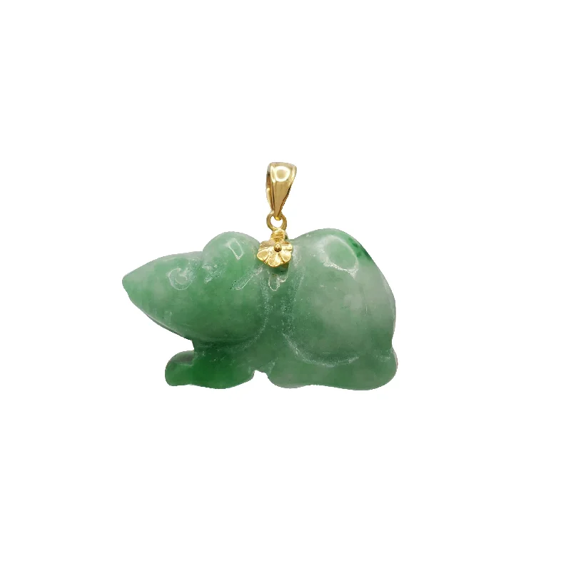 handmade clay bead earrings Rat Zodiac Sign Jade Pendant (14K)