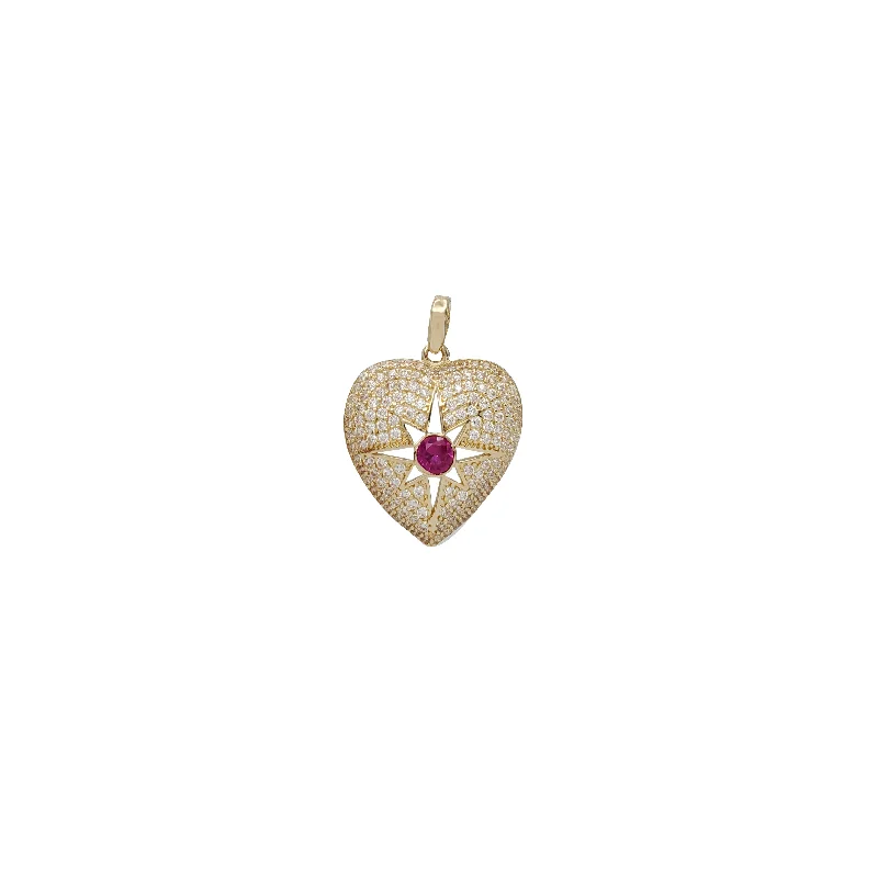 vintage diamond drop necklace Stoneset Crimson Core Heart Pendant (14K)