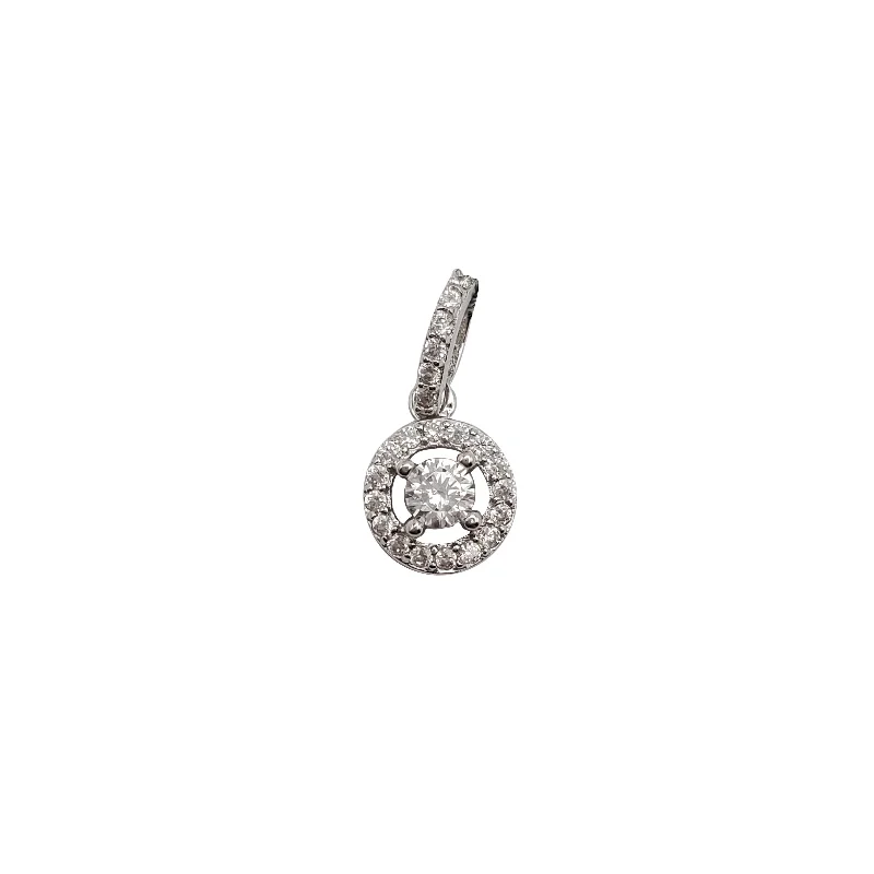 moissanite engagement ring affordable Round Cubic Zirconia Pendant (Silver)