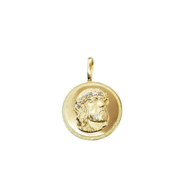 minimalist infinity ring Round Shape Jesus Face Pendant (14K)