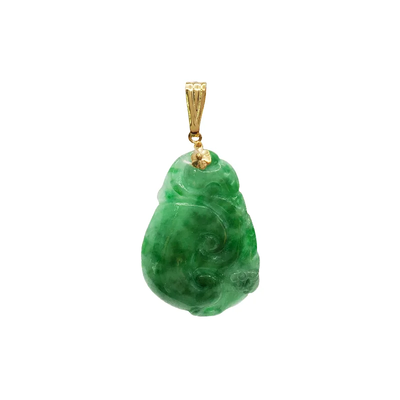 modern hexagon stud earrings 【如意】Jade Ruyi Pendant (14K)