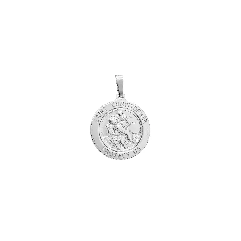 crystal drop earrings elegant Saint Christopher Medallion Pendant (Silver)