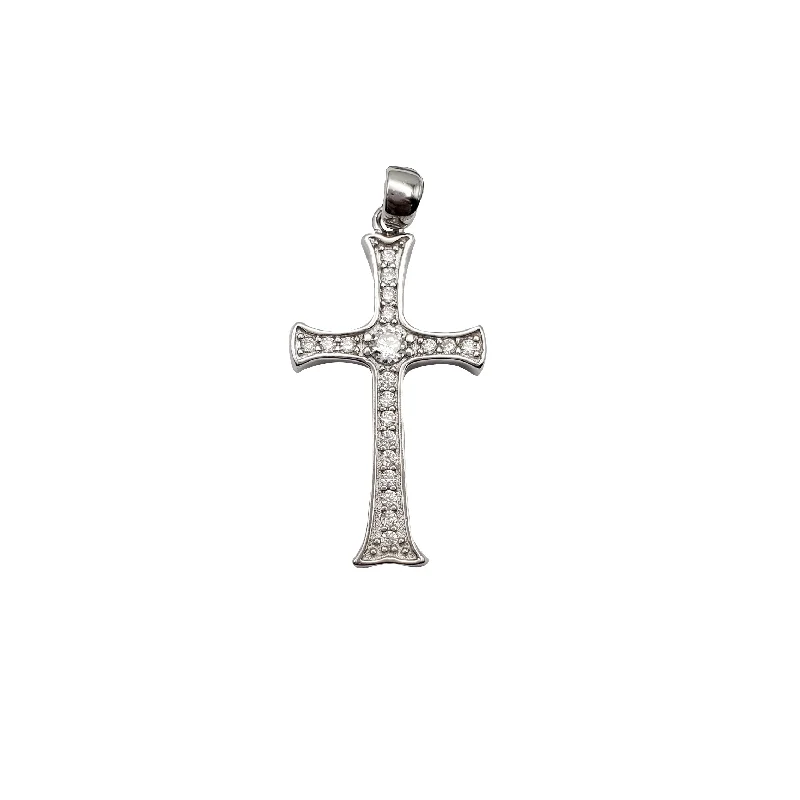 adjustable charm bracelet sterling silver Stoneset Flared Cross Pendant (Silver)