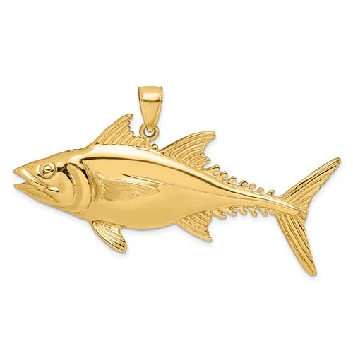 handcrafted gemstone pendant Solid Tuna Fish Pendant (14K)