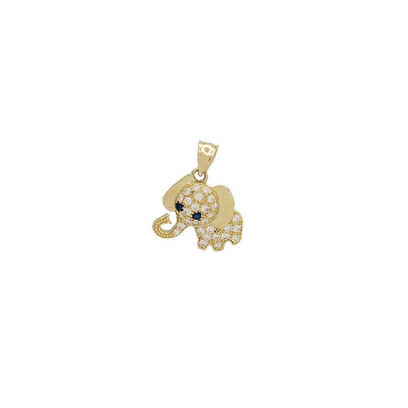 unique square diamond ring Stoneset Elephant Pendant (14K)