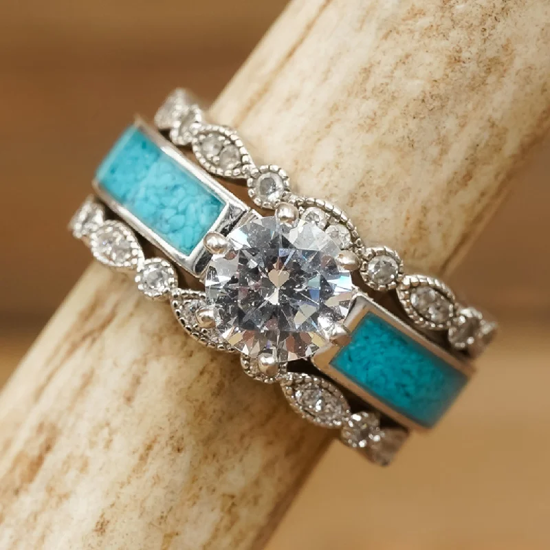 opal gemstone halo ring The Grand Tahoe Vintage Set