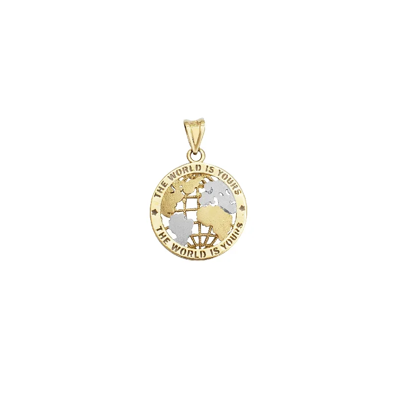 silver arrow pendant necklace [The World Is Yours] Two-Tone World Pendant (14K)